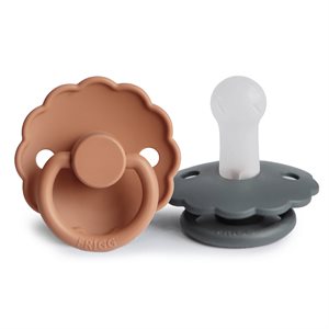 FRIGG Daisy Pacifiers - Silicone 2-Pack - Graphite/Peach Bronze - Size 2